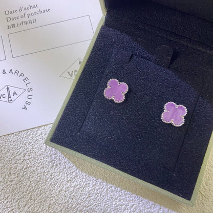 [BIJOUX]CLOVER MINI 9.5MM  PURPLE VIOLET EARRINGS