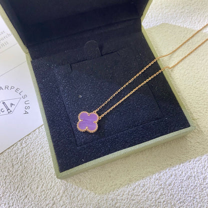 [BIJOUX]CLOVER 15MM  PURPLE VIOLET NECKLACE