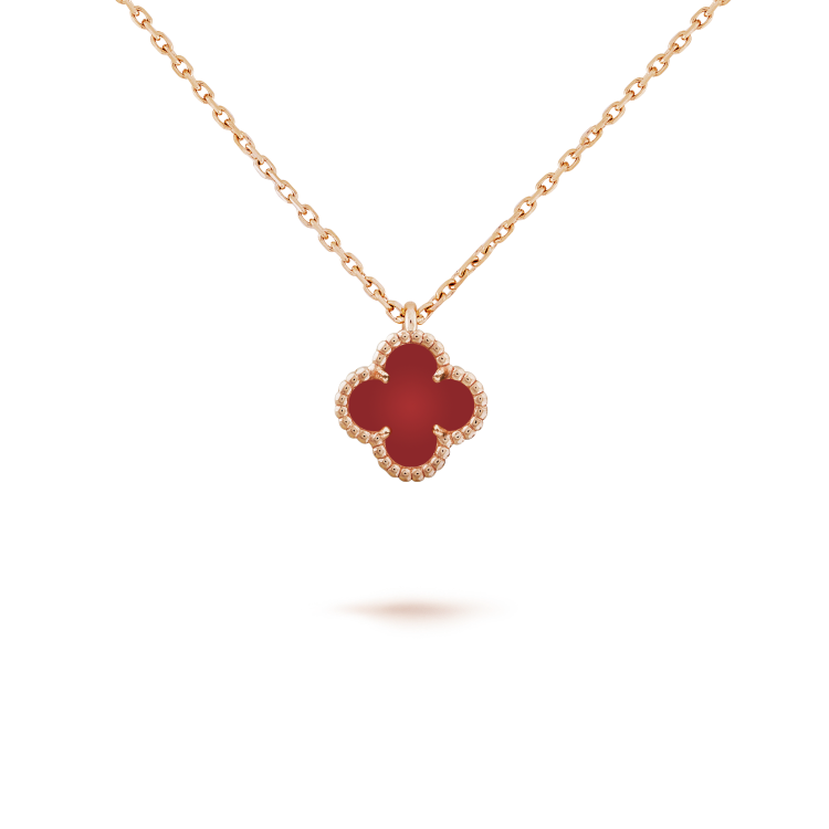 [BIJOUX]CLOVER MINI 9.5MM WHITE CARNELIANS NECKLACE