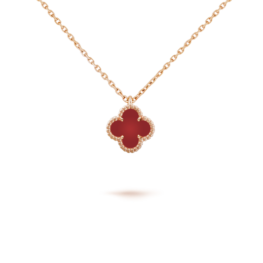 [BIJOUX]CLOVER MINI 9.5MM WHITE CARNELIANS NECKLACE