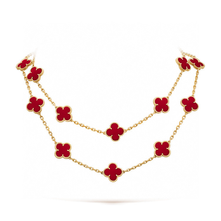 [Topon]CLOVER 20 MOTIFS CARNELIAN NECKLACE