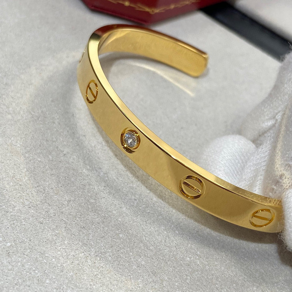 [BIJOUX]LOVE BRACELET 6.1MM 1 DIAMOND OPEN CUFF