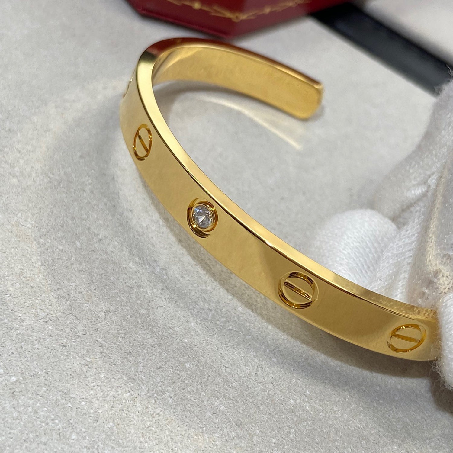 [BIJOUX]LOVE BRACELET 6.1MM 1 DIAMOND OPEN CUFF