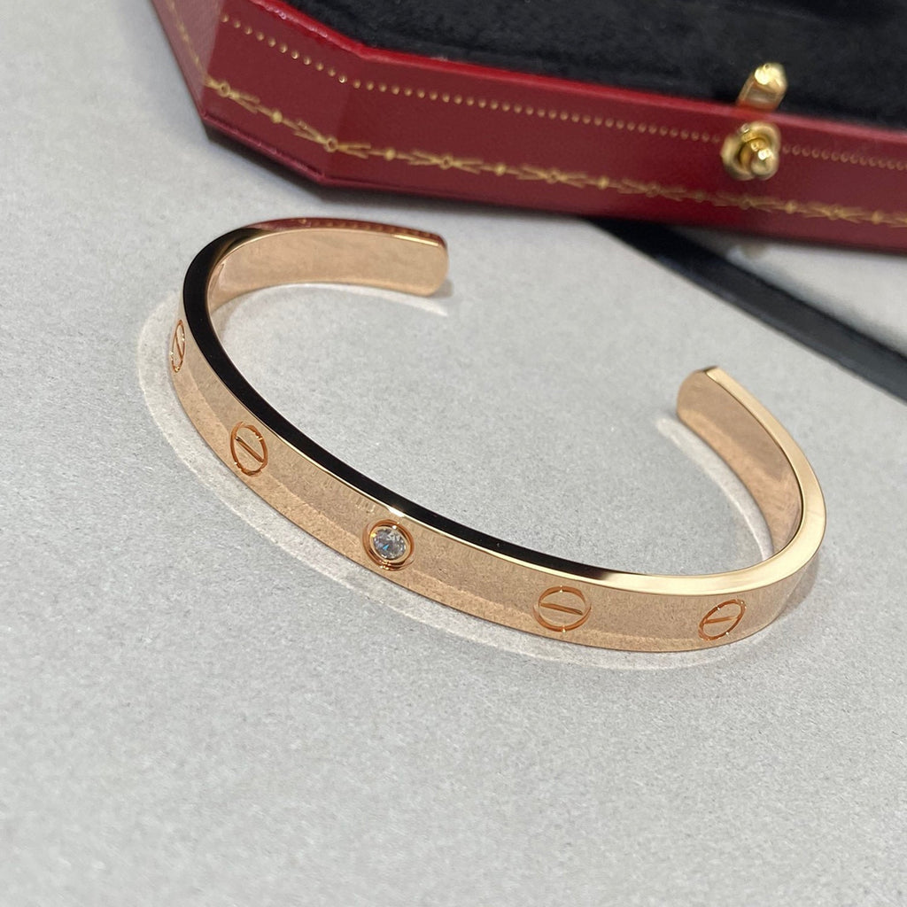 [BIJOUX]LOVE BRACELET 6.1MM 1 DIAMOND OPEN CUFF