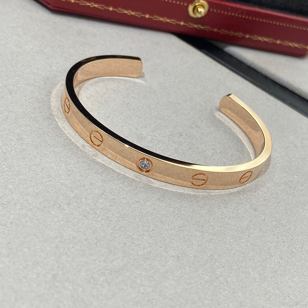 [BIJOUX]LOVE BRACELET 6.1MM 1 DIAMOND OPEN CUFF
