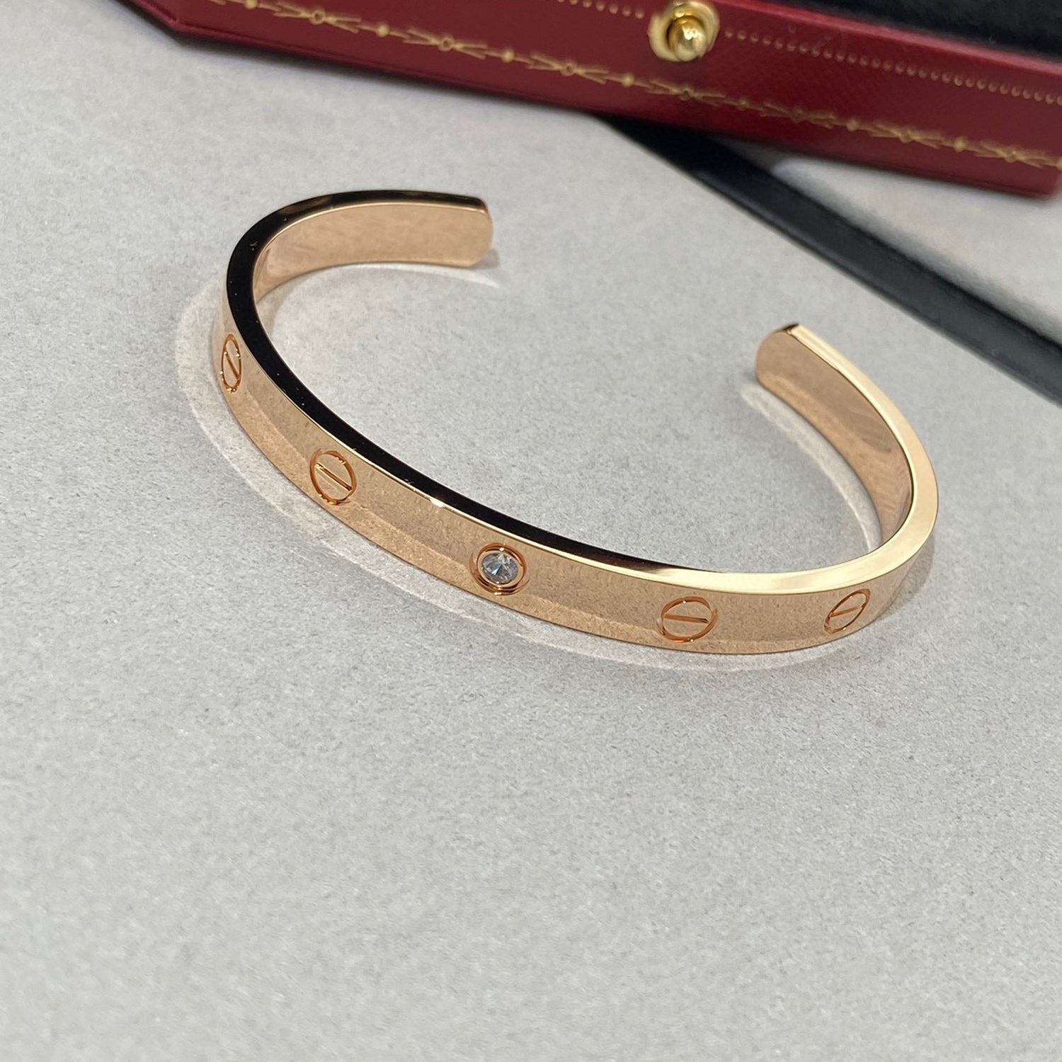 [BIJOUX]LOVE BRACELET 6.1MM 1 DIAMOND OPEN CUFF
