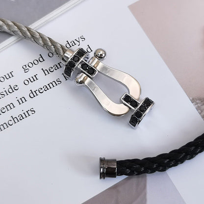 [BIJOUX]FORCE ラージホースシュー ブラックダイヤモンドブレスレット シルバー