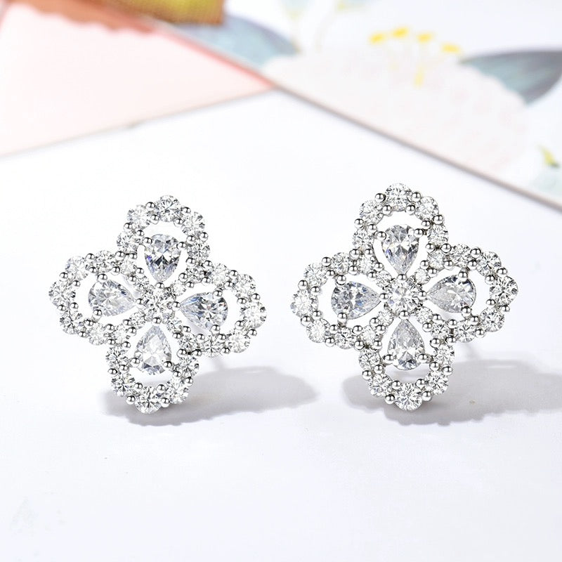 [BIJOUX]LOOP EARRINGS FULL MOTIF DIAMOND 16MM SILVE