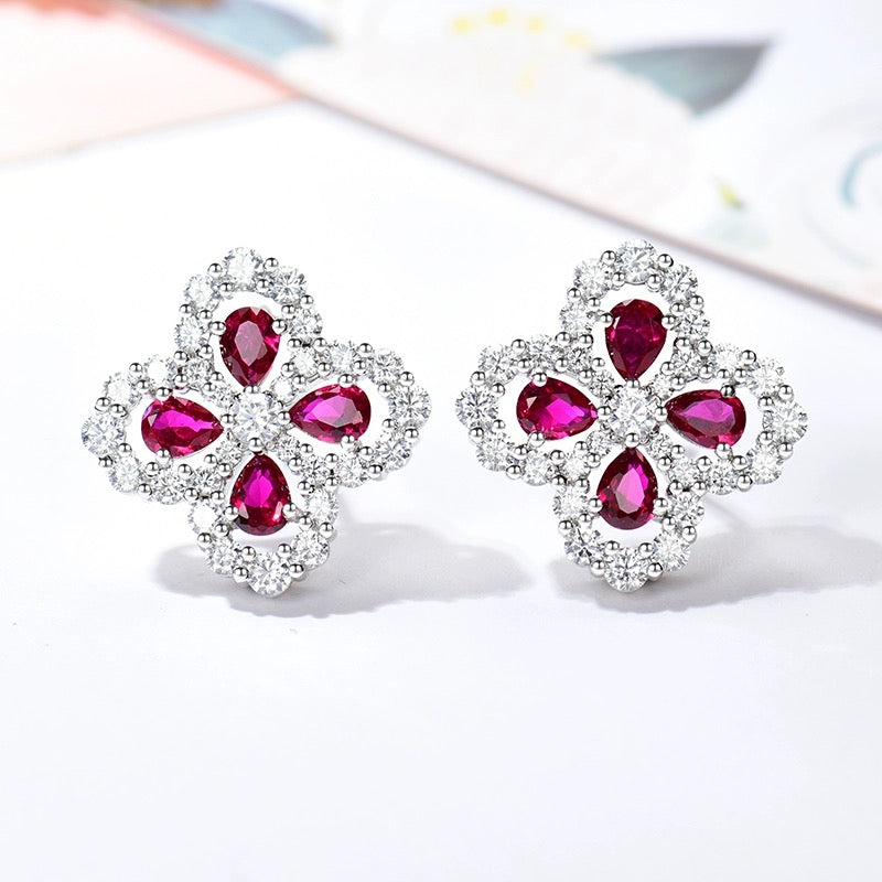 [BIJOUX]LOOP EARRINGS FULL MOTIF DIAMOND 16MM SILVE