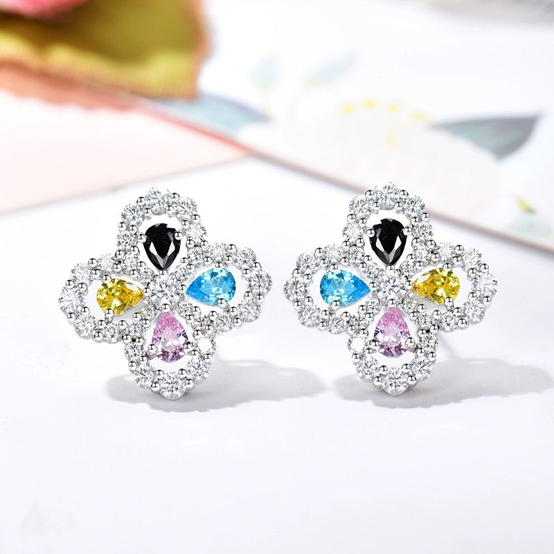 [BIJOUX]LOOP EARRINGS FULL MOTIF DIAMOND 16MM SILVE