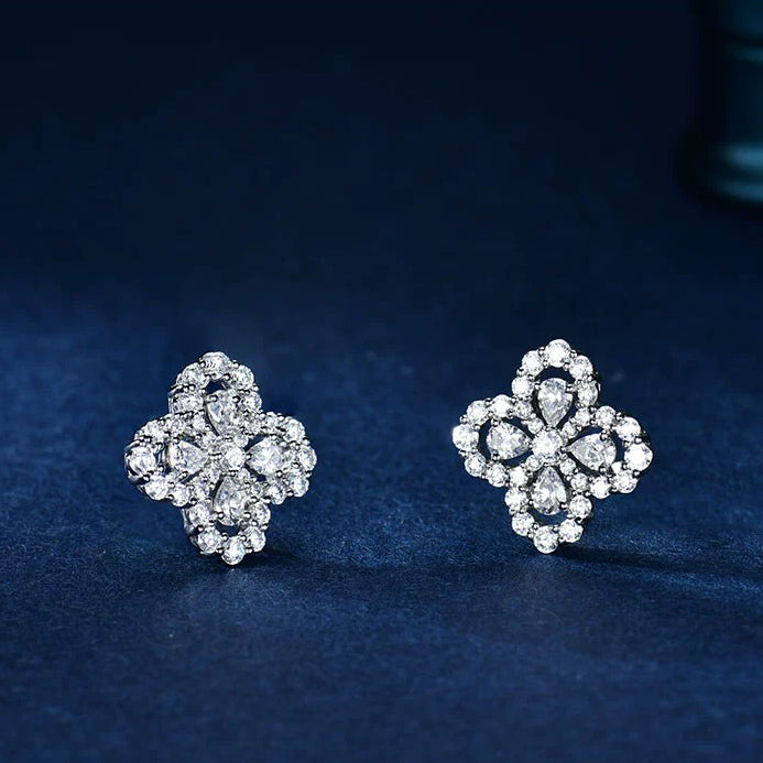 [BIJOUX]LOOP EARRINGS FULL MOTIF DIAMOND 16MM SILVE