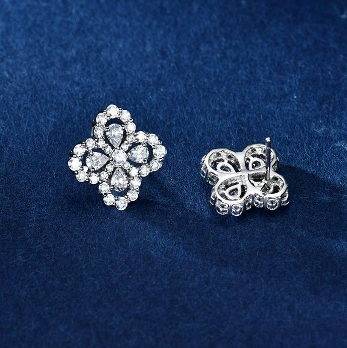 [BIJOUX]LOOP EARRINGS FULL MOTIF DIAMOND 16MM SILVE