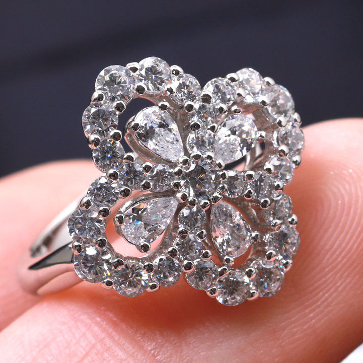 [BIJOUX]LOOP RING FULL MOTIF DIAMOND 16MM SILVER