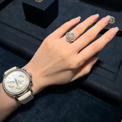 [BIJOUX]LOOP RING FULL MOTIF DIAMOND 16MM SILVER