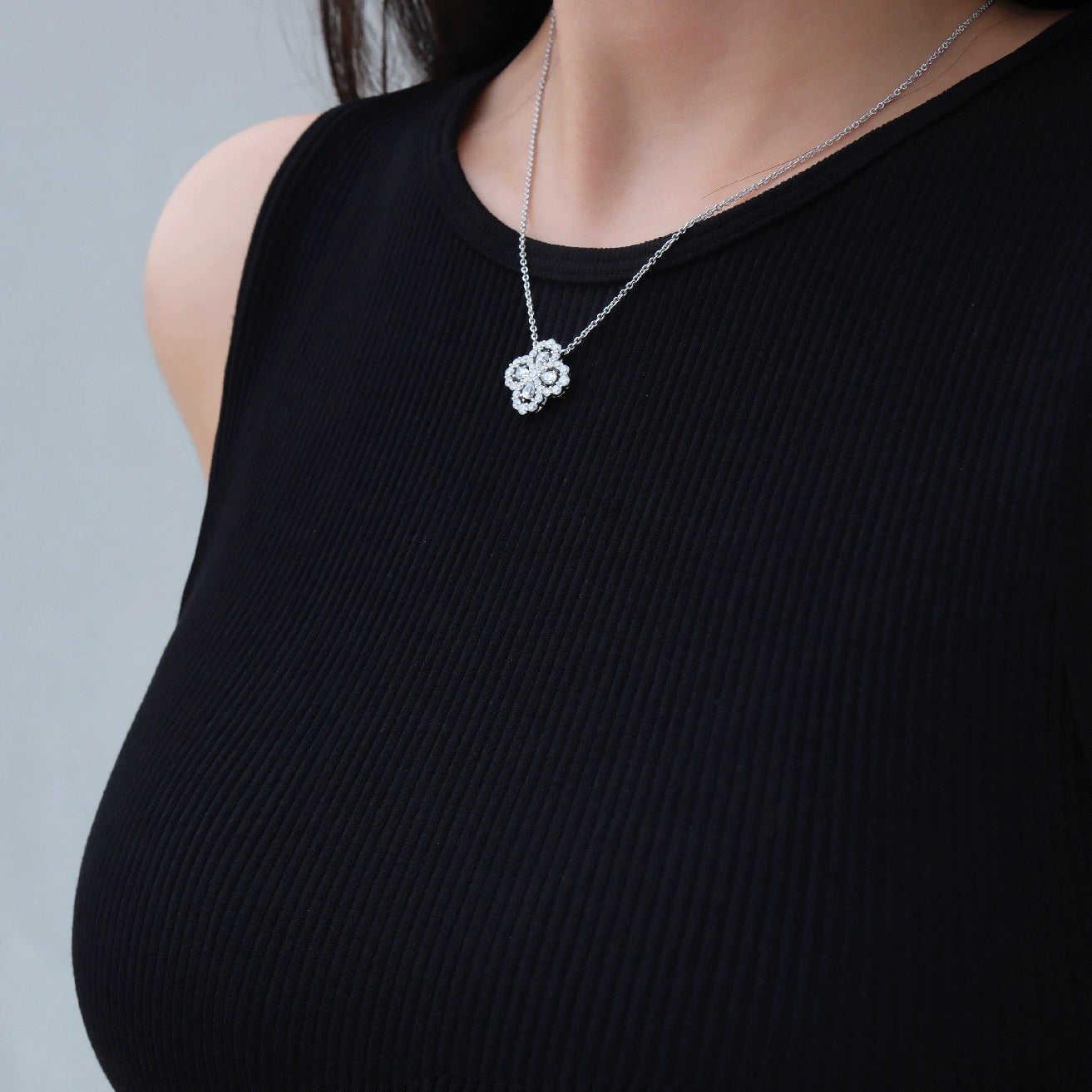 [BIJOUX]LOOP NECKLACE FULL MOTIF DIAMOND COMBINATION
