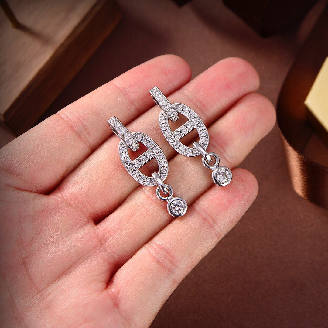 [BIJOUX]HM CHAINE DIAMOND EARRINGS