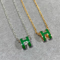 [BIJOUX]POP H GREEN NECKLACE SILVER AND GOLD