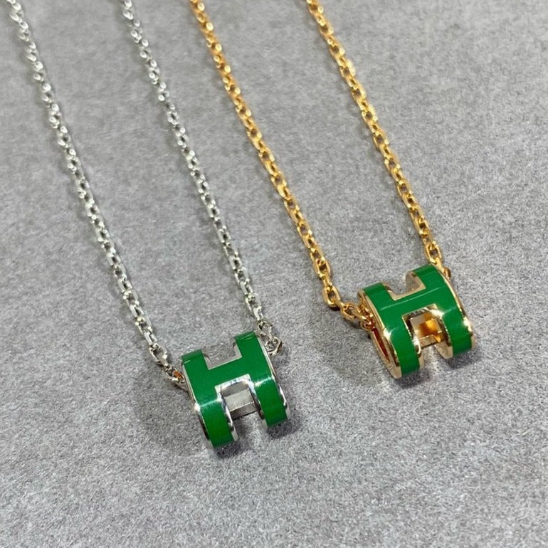 [BIJOUX]POP H GREEN NECKLACE SILVER AND GOLD