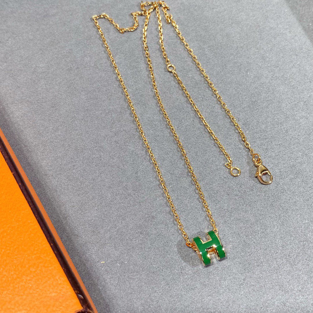 [BIJOUX]POP H GREEN NECKLACE SILVER AND GOLD
