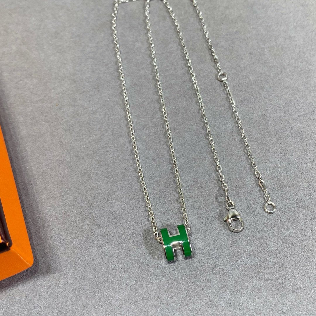 [BIJOUX]POP H GREEN NECKLACE SILVER AND GOLD
