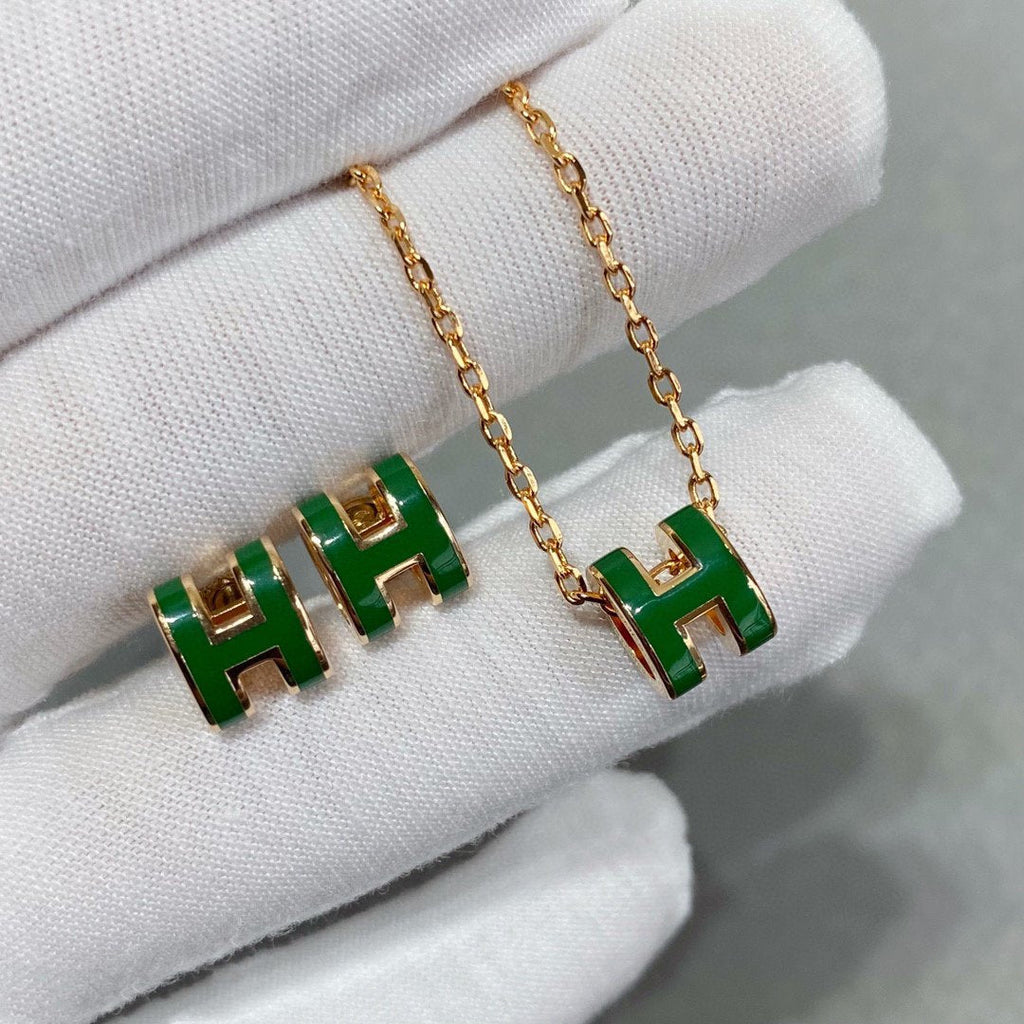 [BIJOUX]POP H GREEN NECKLACE SILVER AND GOLD
