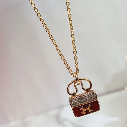 [BIJOUX]CONSTANCE RED PEDANT PINK GOLD NECKLACE
