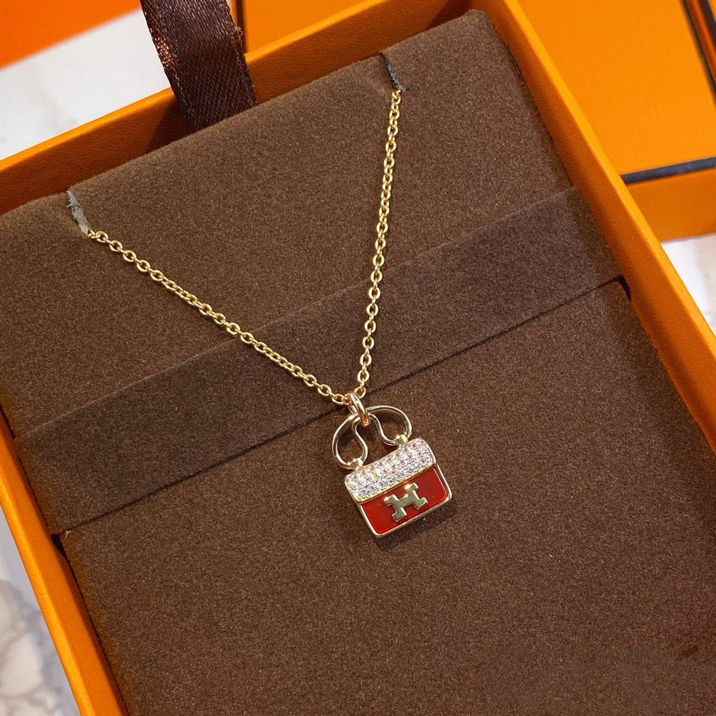 [BIJOUX]CONSTANCE RED PEDANT PINK GOLD NECKLACE