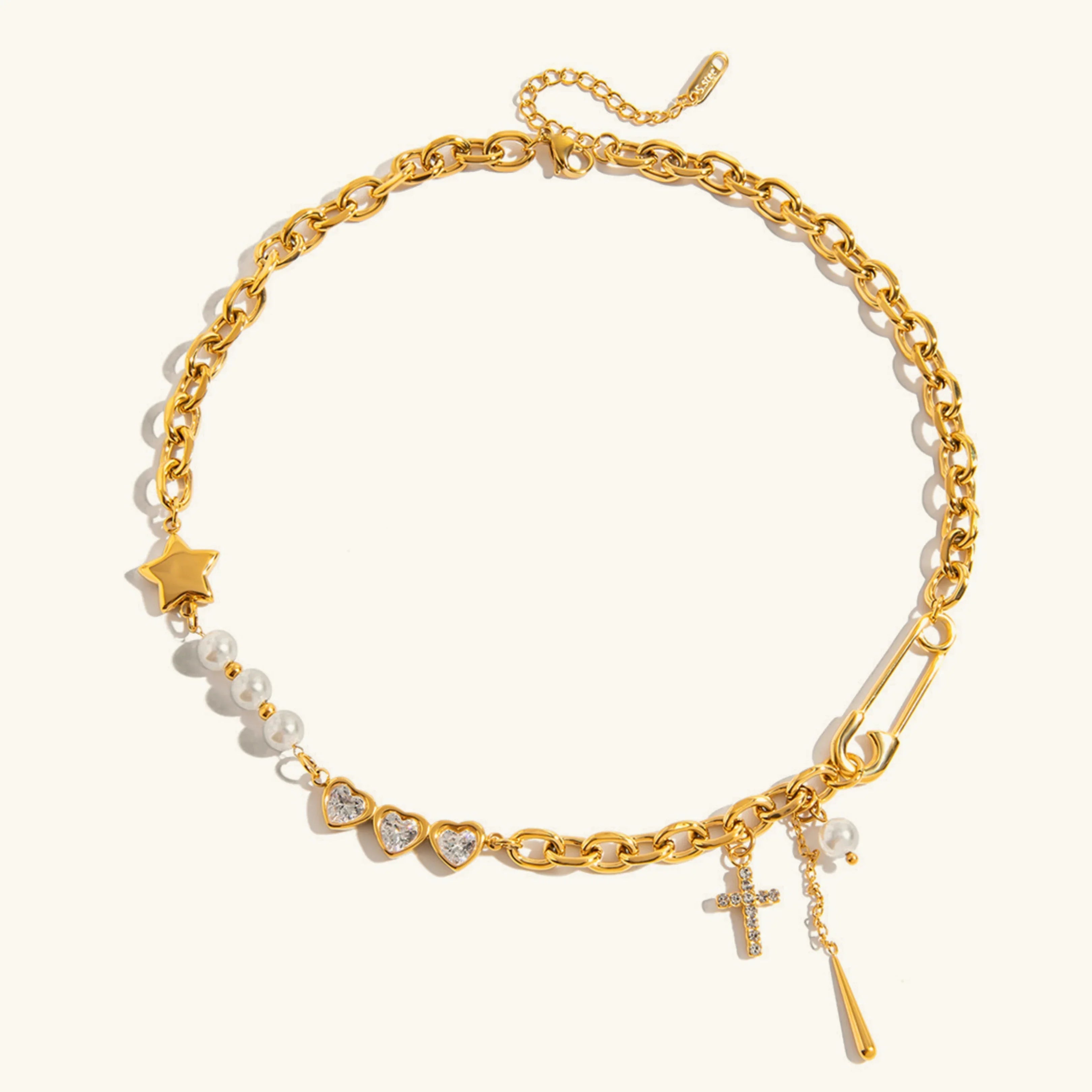 [Topon]Zeraphine Diamond Pearl Gold Necklace
