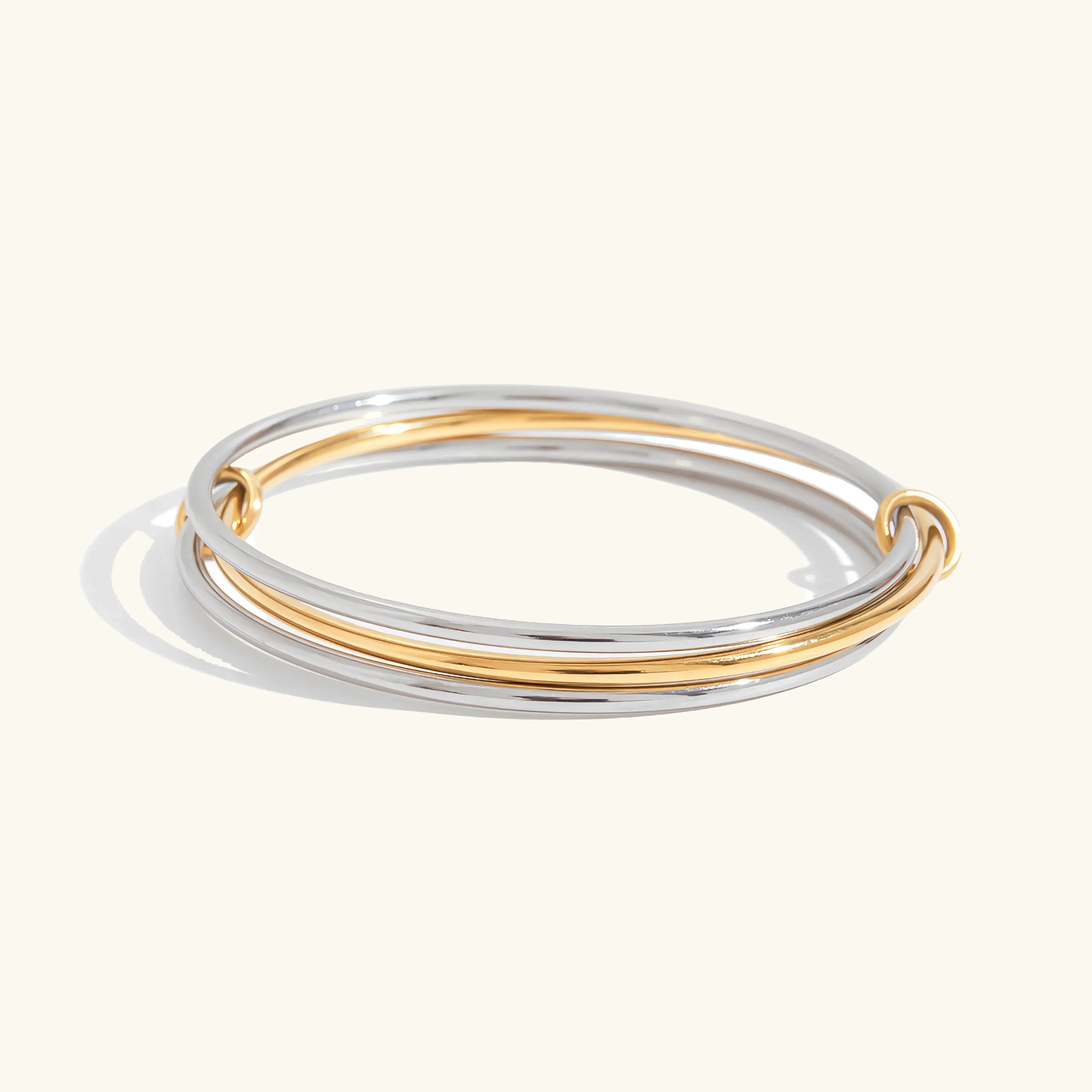 [Topon]Romina Two Tone Stacked Bracelet