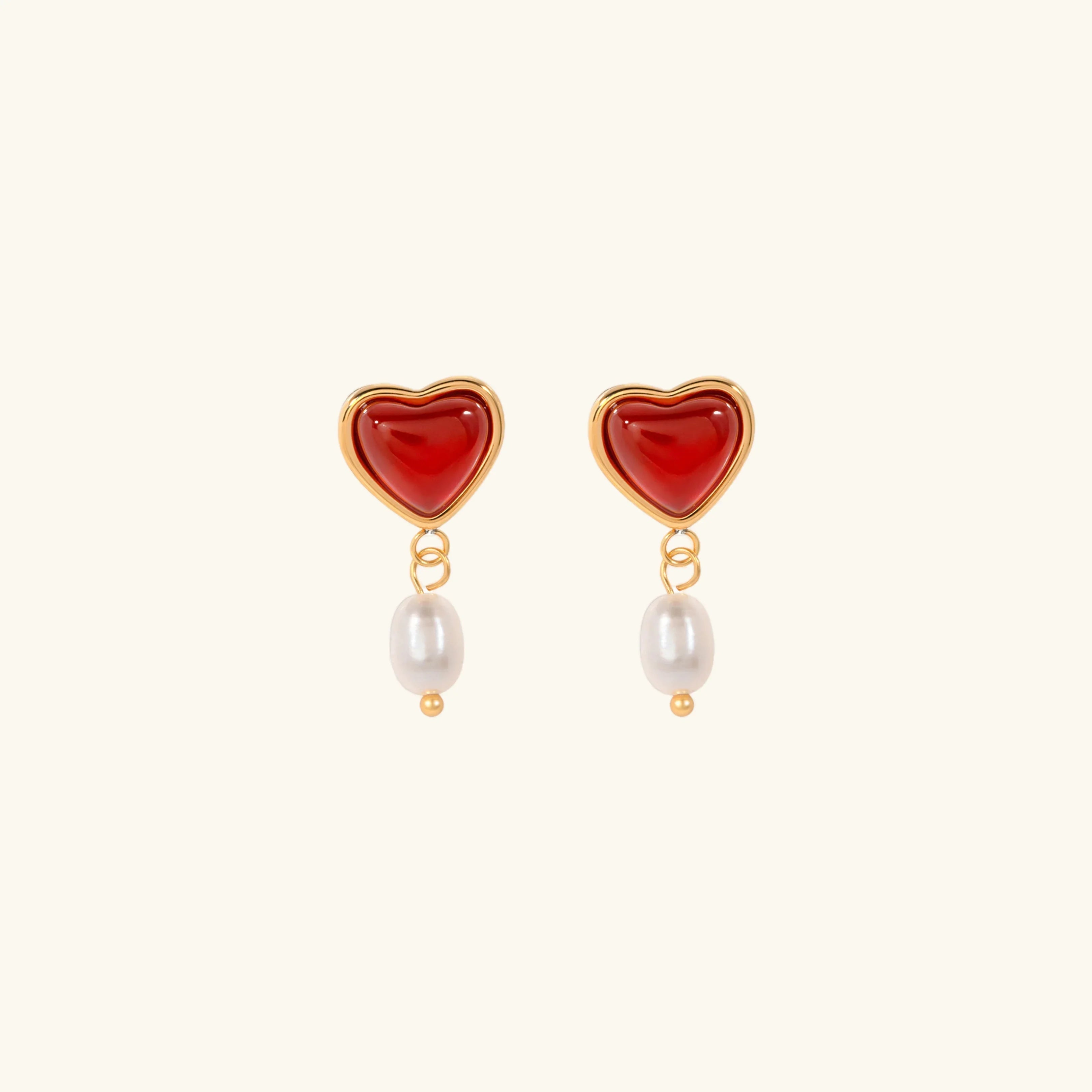 [Topon]Sabina Pearl Heart Gold Earrings