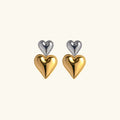 [Topon]Zofia Two Tone Heart Earrings