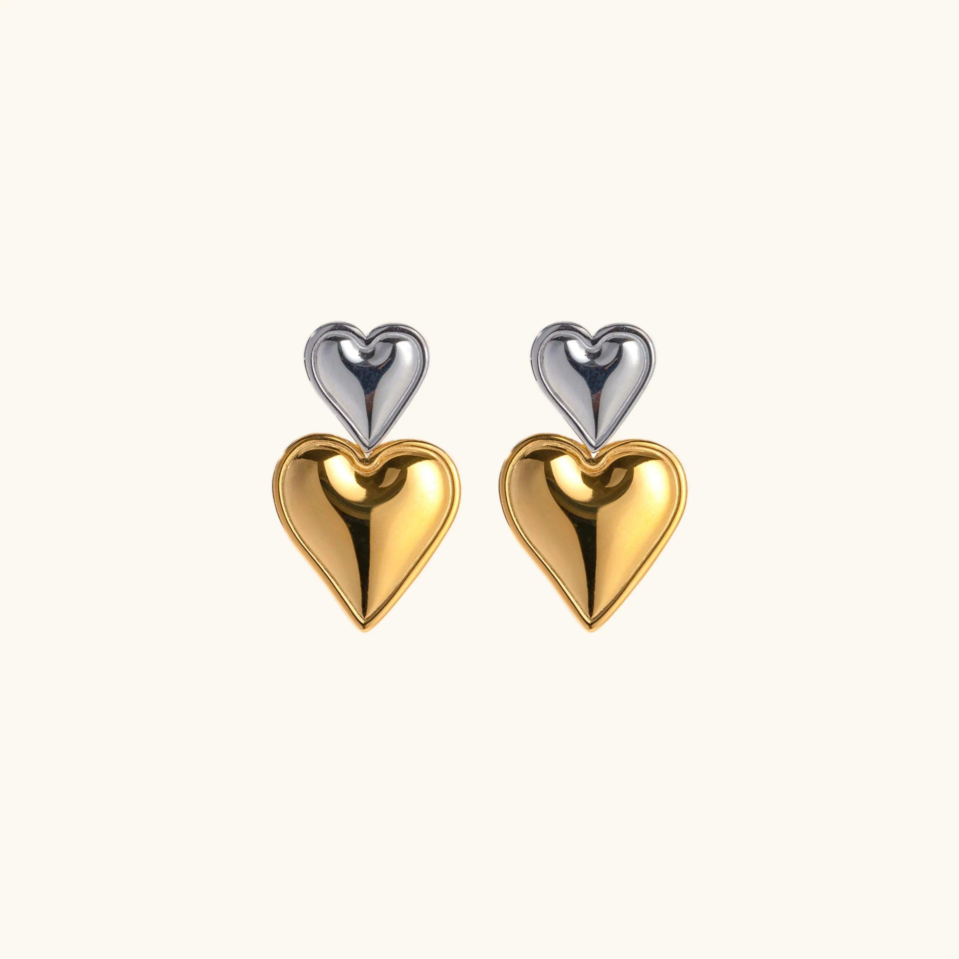 [Topon]Zofia Two Tone Heart Earrings