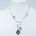 [Topon]CLOVER MOP CHALCEDONY NECKLACE SILVER 6 MOTIF