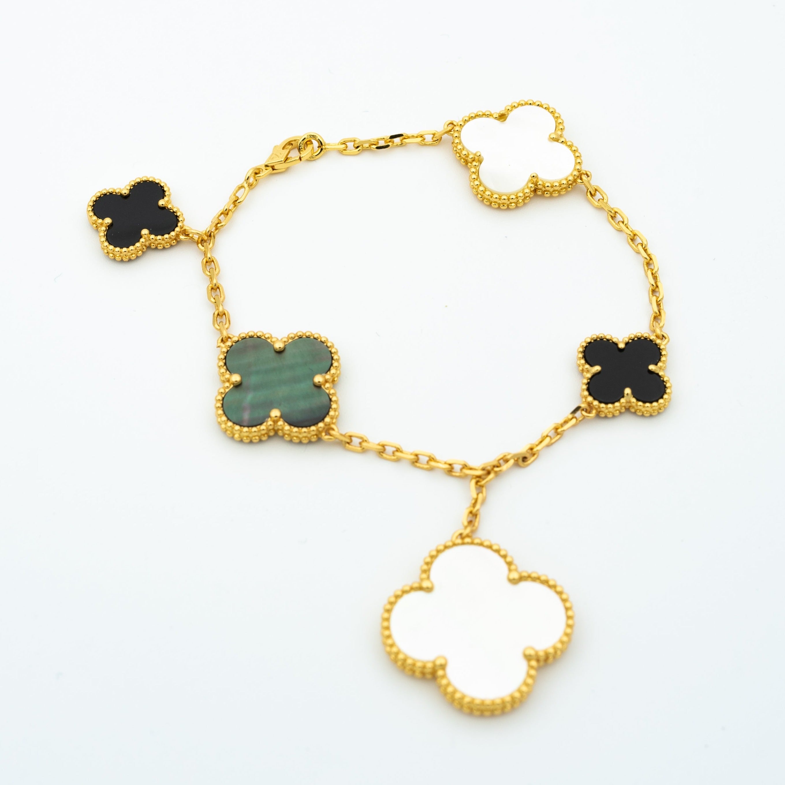 [Topon]CLOVER BRACELET 5 MOTIFS ONYX MOP