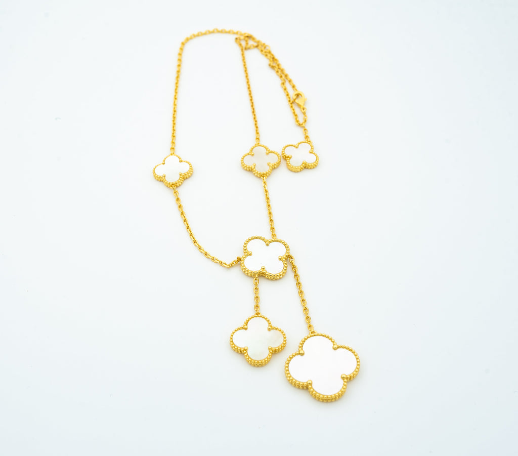 [BIJOUX]CLOVER MOTHER OF PEARL NECKLACE 6 MOTIF