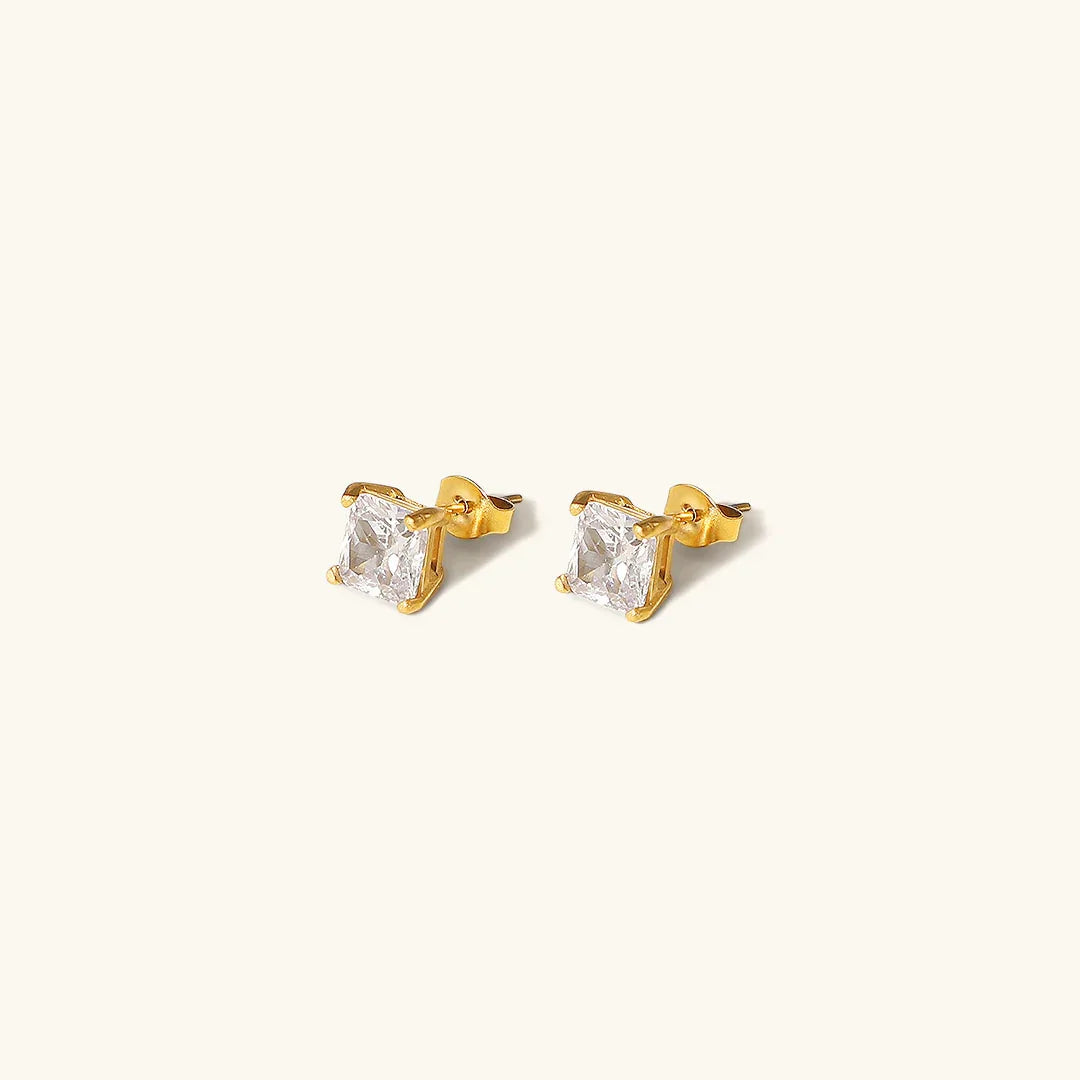 [Topon]March Solitaire Gold Earrings