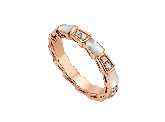 [BIJOUX]BAGUE SERPENTI OR ROSE DIAMANT NACRE 3MM