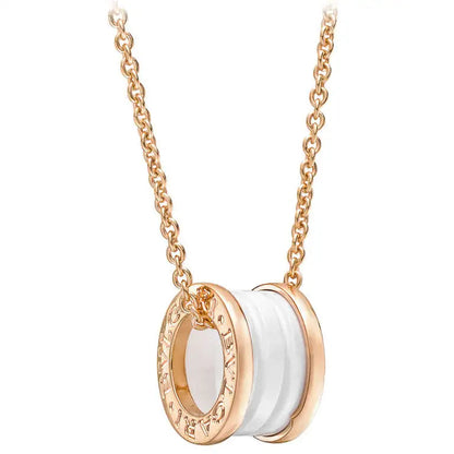 [BIJOUX]ZERO 1 WHITE CERAMIC PINK GOLD DIAMOND NECKLACE