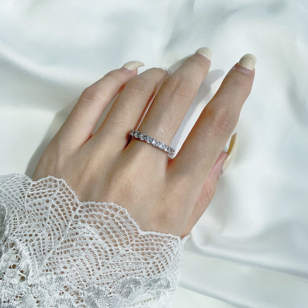 [Goodv]Bague de tennis ronde scintillante