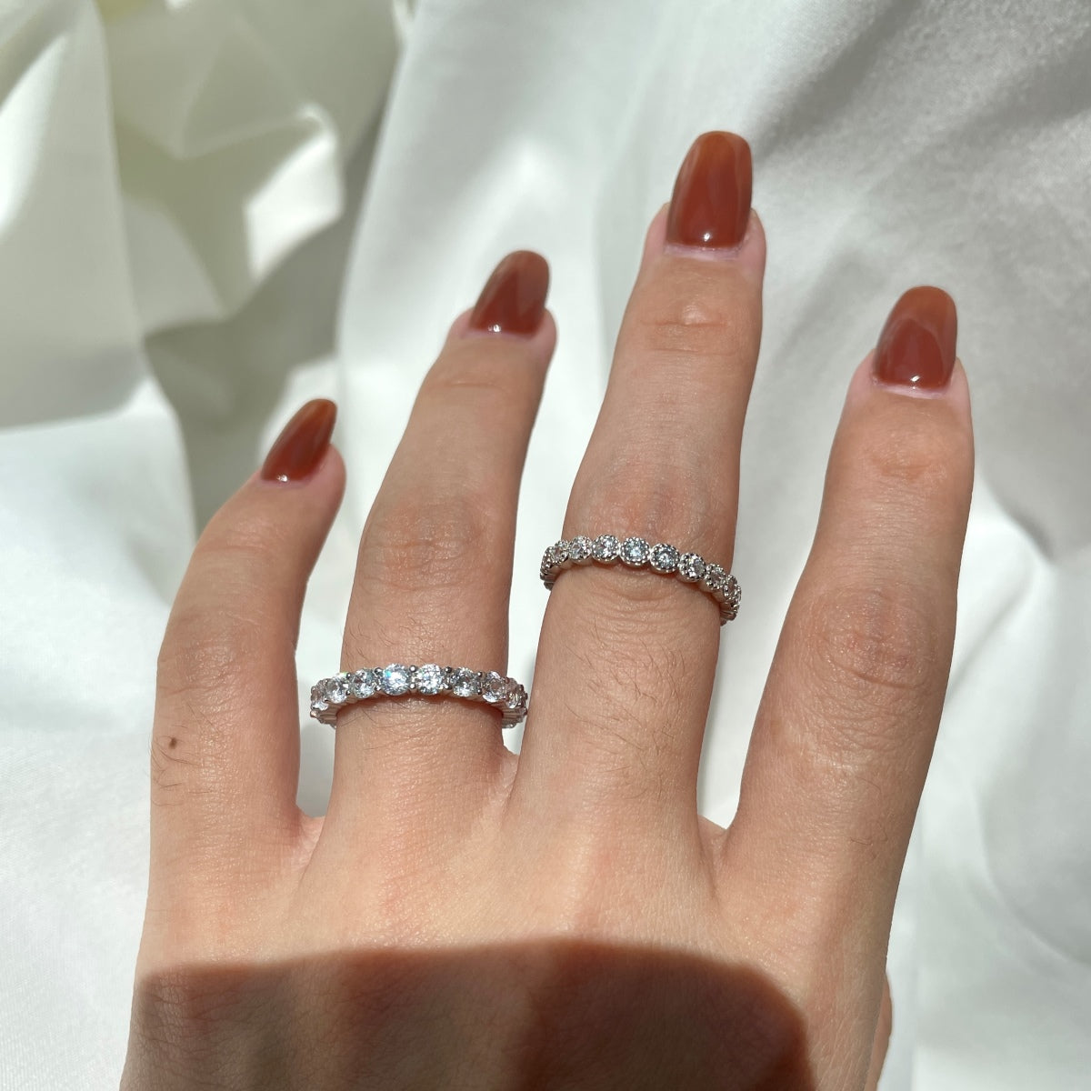 [Goodv]Bague de tennis ronde scintillante