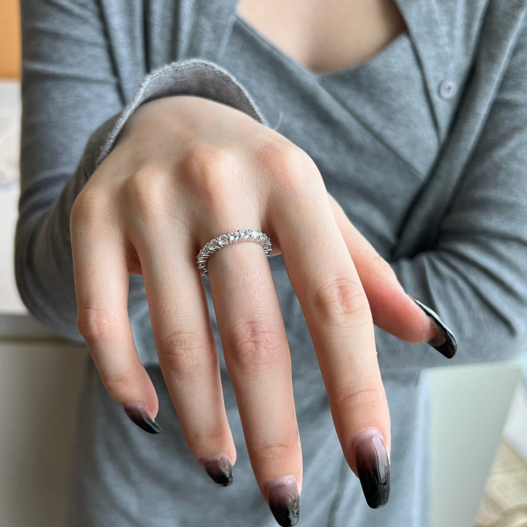 [Goodv]Bague de tennis ronde scintillante