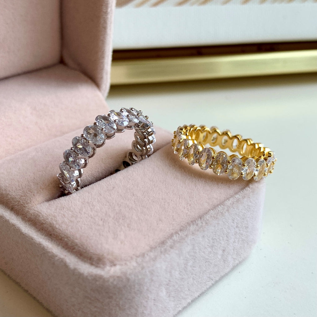 [Goodv]Ornate Oval Cut Tennis Ring
