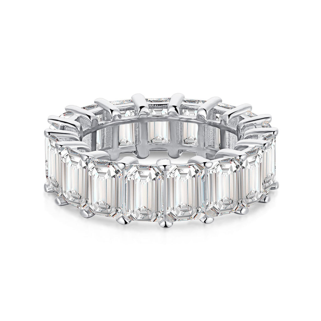 [Goodv]0.75 Carat Elegant Emerald Cut Tennis Ring