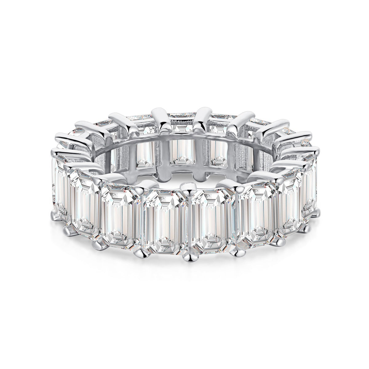 [Goodv] Bague tennis élégante taille émeraude de 0,75 carat