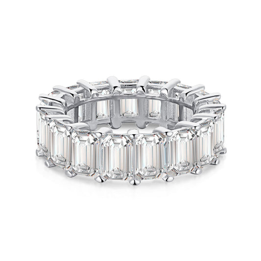 [Goodv]0.75 Carat Elegant Emerald Cut Tennis Ring