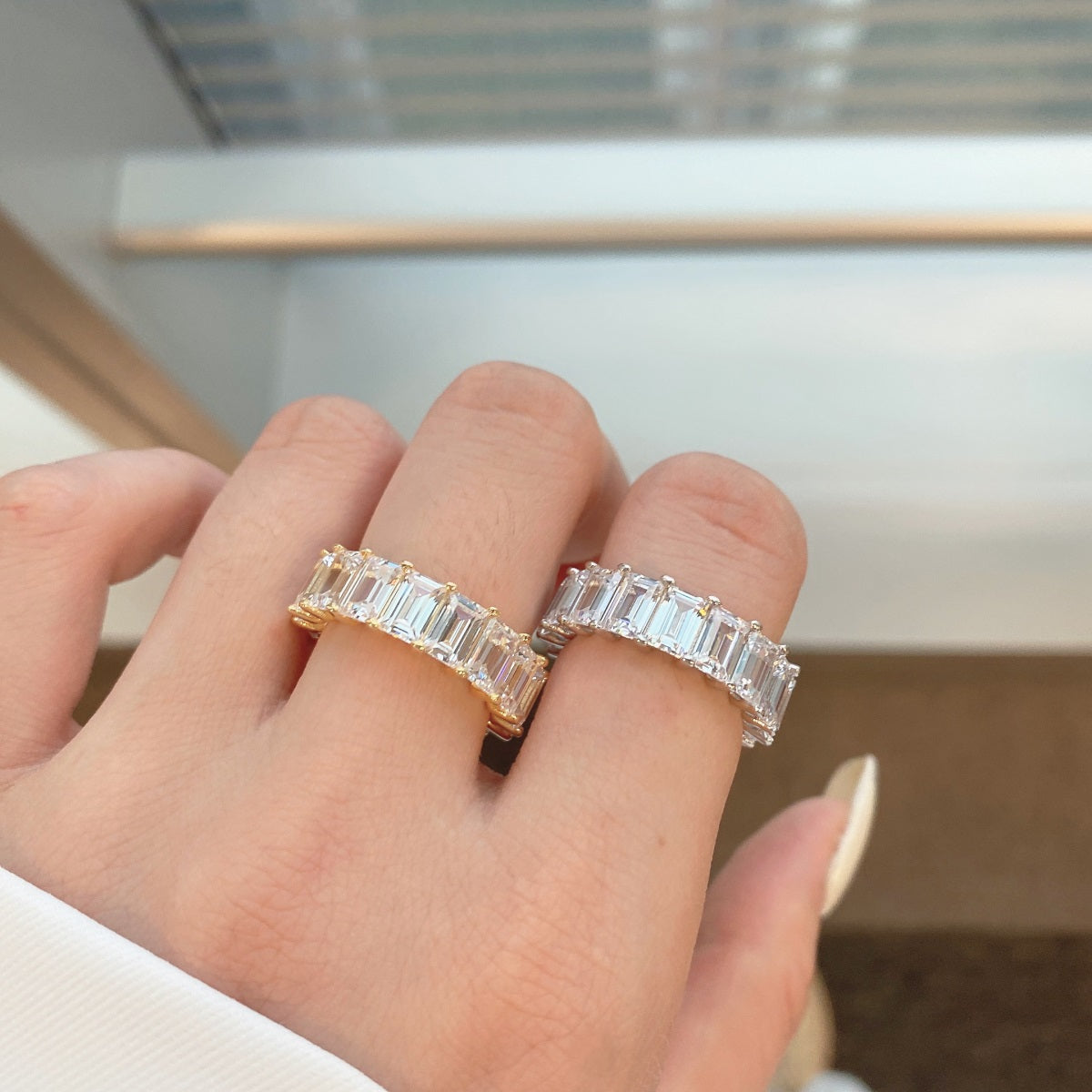 [Goodv] Bague tennis élégante taille émeraude de 0,75 carat