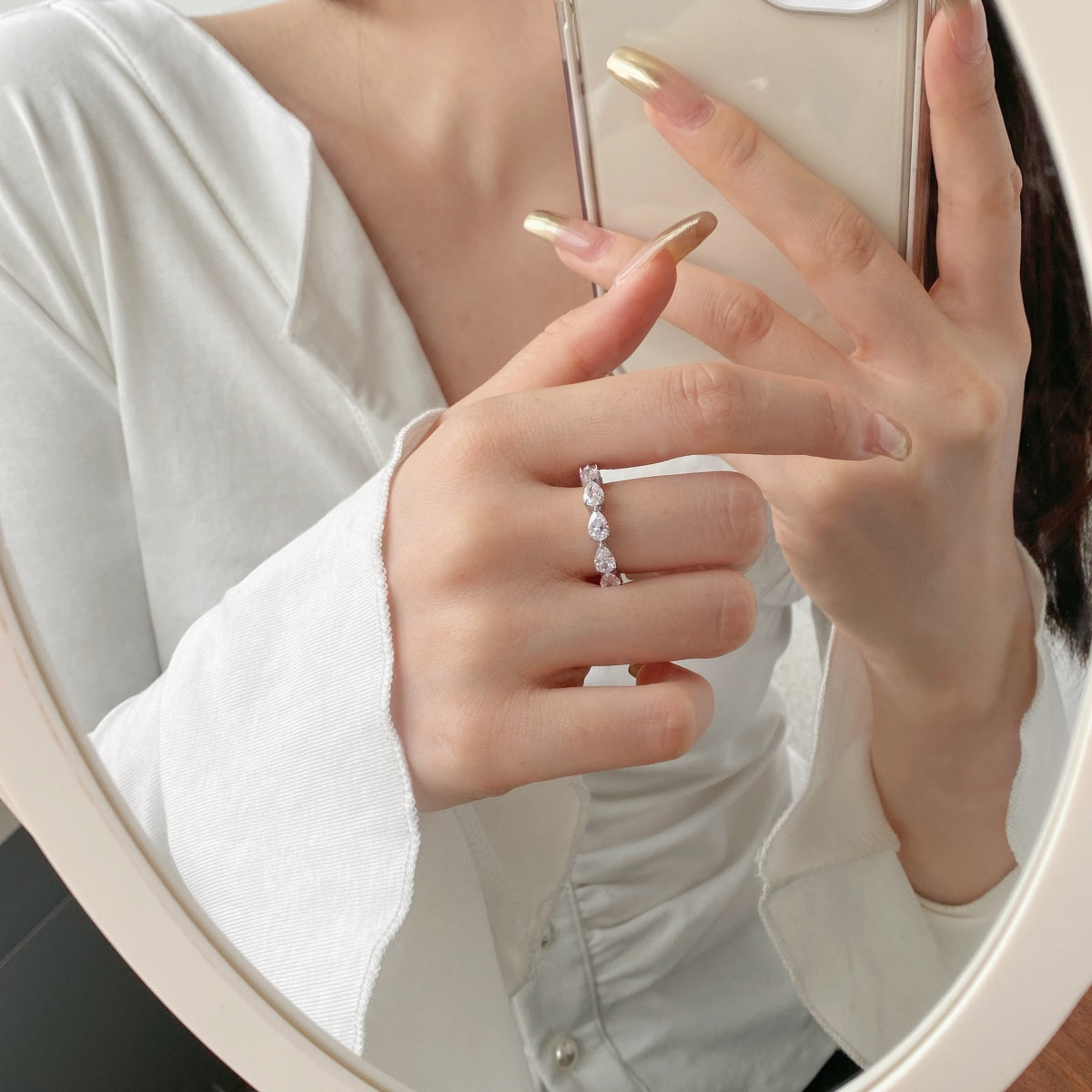 [Goodv]Exquisite Pear Cut Tennis Ring