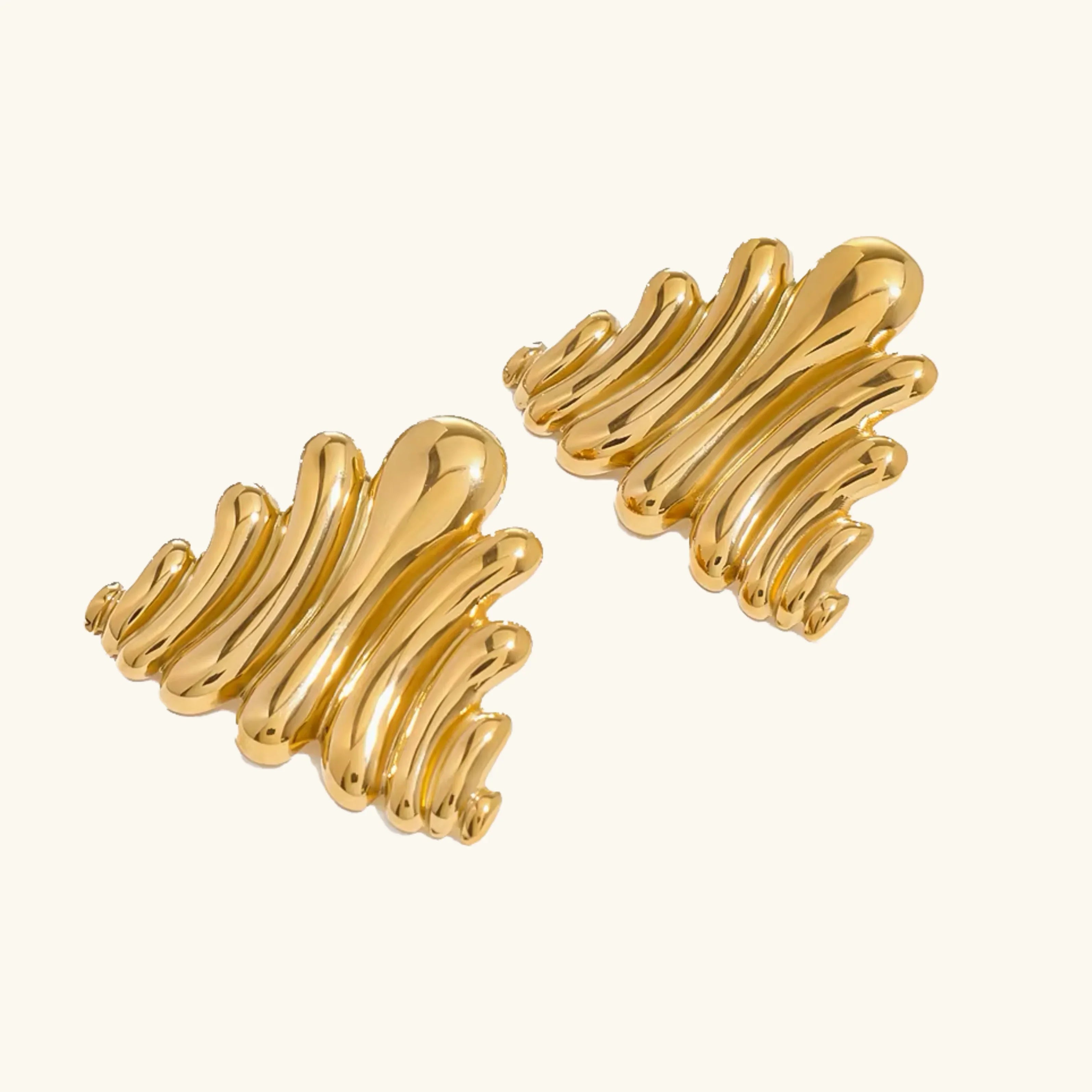 [Topon]Nora Ripple Gold Earrings