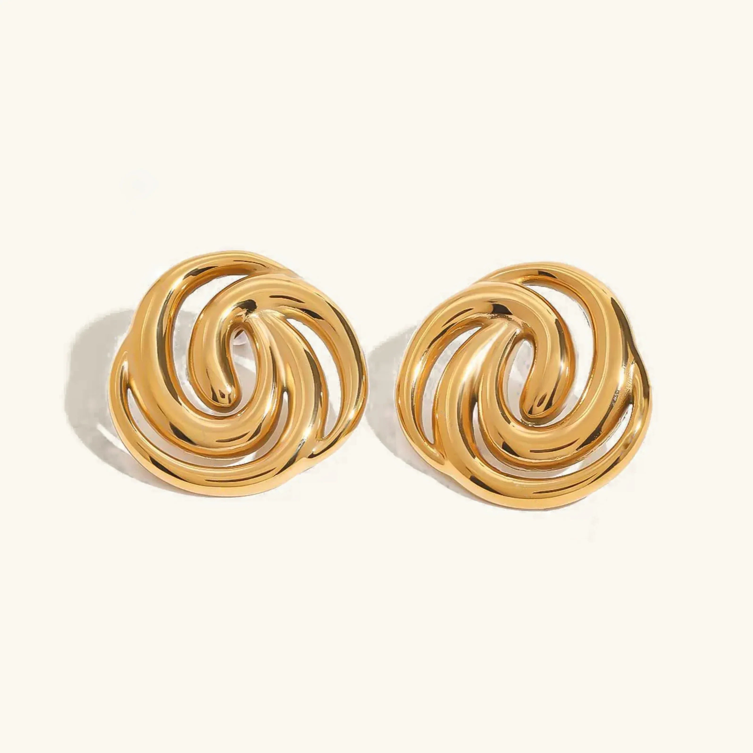 [Topon]Janice Triple Spiral Gold Earrings