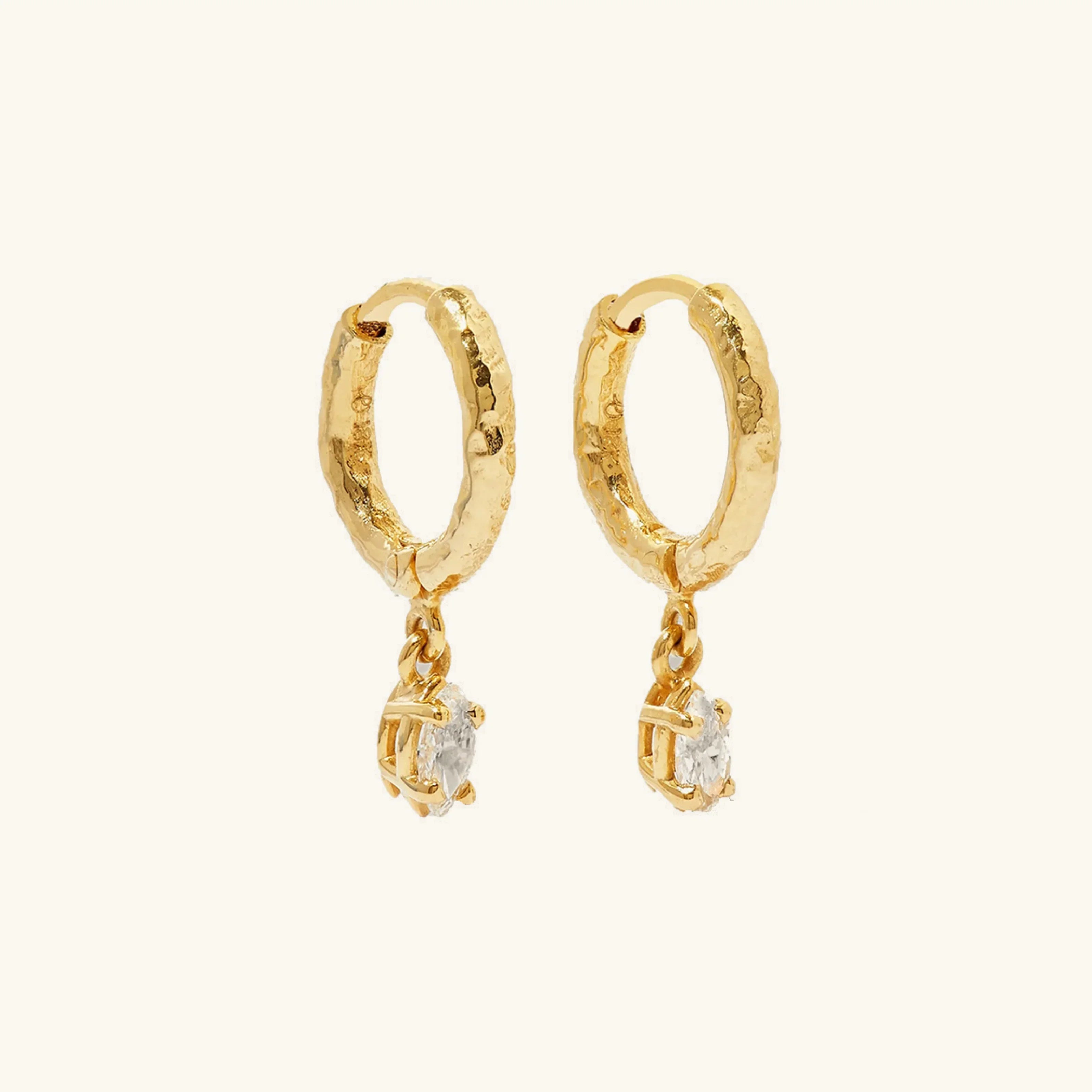 [Topon]Shayla Hammered Diamond Hoops